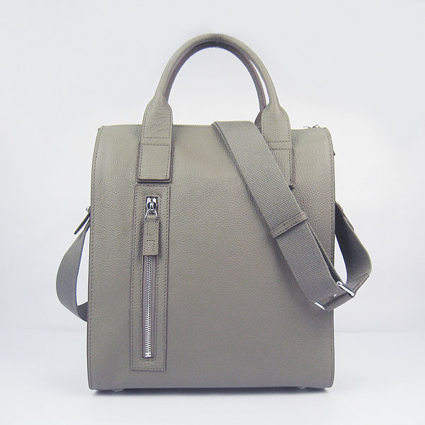 Fake Hermes Togo Leather Handbag Grey 8076